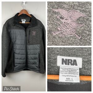 NRA Jacket Mens Medium Black Soft Shell Performance Logo Never Worn Full Zipper